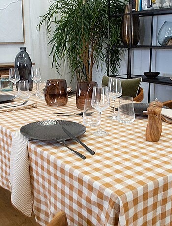 Mantel de algodón con estampado vichy