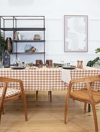 Mantel de algodón con estampado vichy