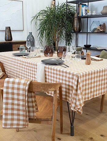 Mantel de algodón con estampado vichy