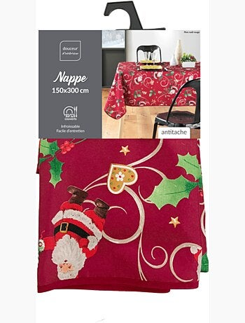 Mantel de Poliéster Père Noël Rouge motif Houx PROMO LINGE