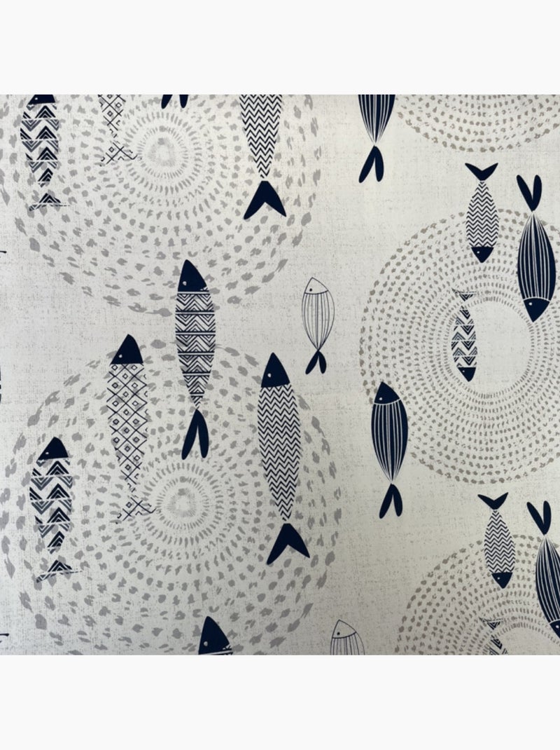 Mantel de PVC Poissons PROMO LINGE Blanco Azul - Kiabi