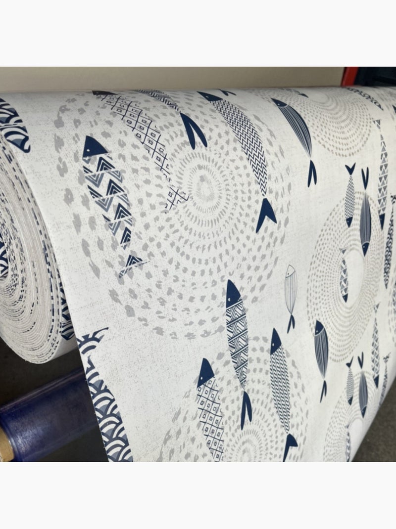 Mantel de PVC Poissons PROMO LINGE Blanco Azul - Kiabi