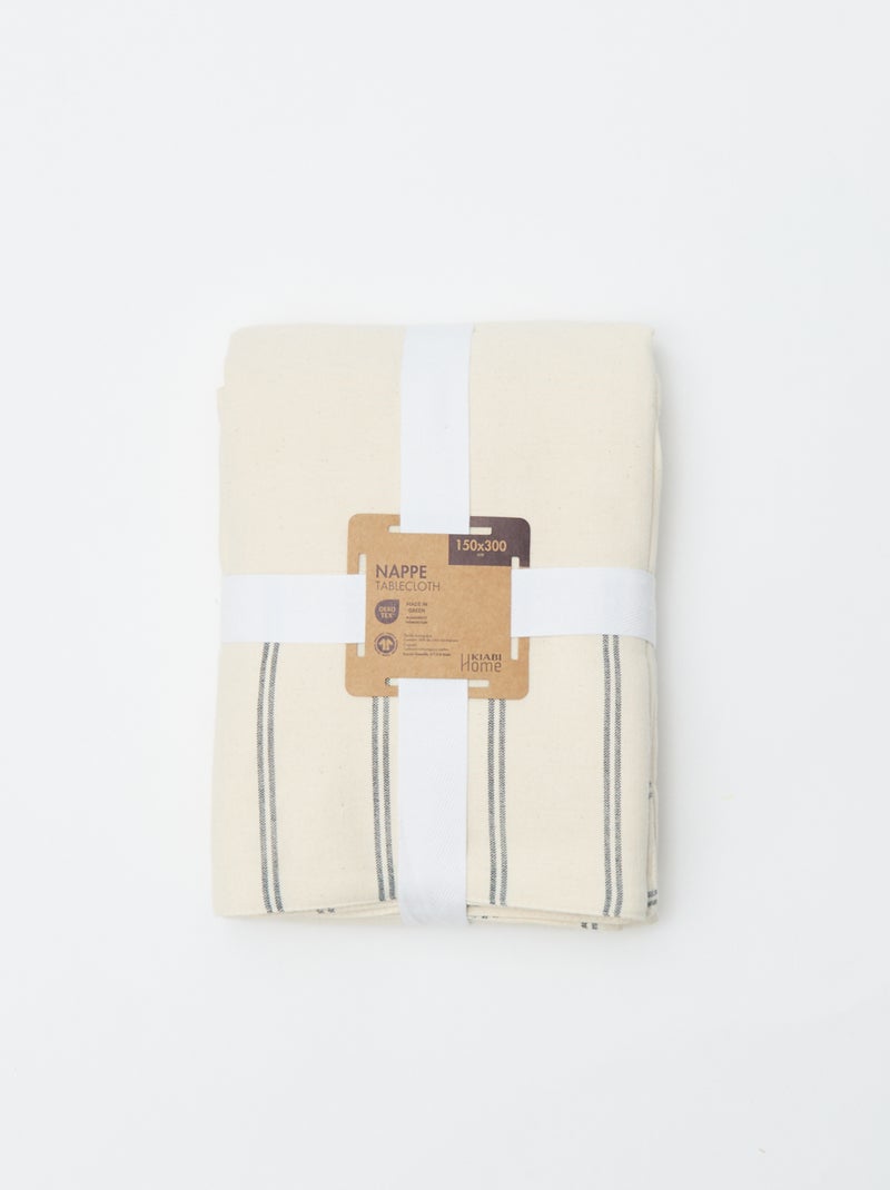 Mantel de rayas de algodón (150x300 cm) - Kiabi Home Beige - Kiabi