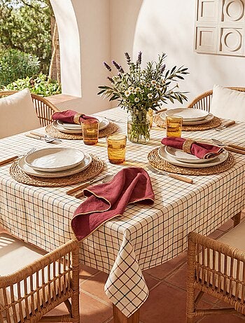 Mantel estampado a cuadros - 150 x 250 cm - Kiabi Home