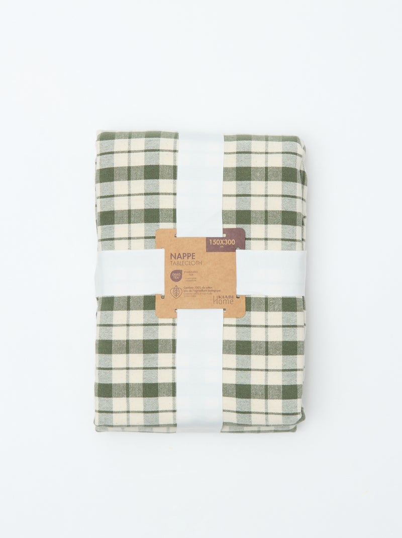 Mantel estampado a cuadros (150x300 cm) - Kiabi Home Kaki - Kiabi
