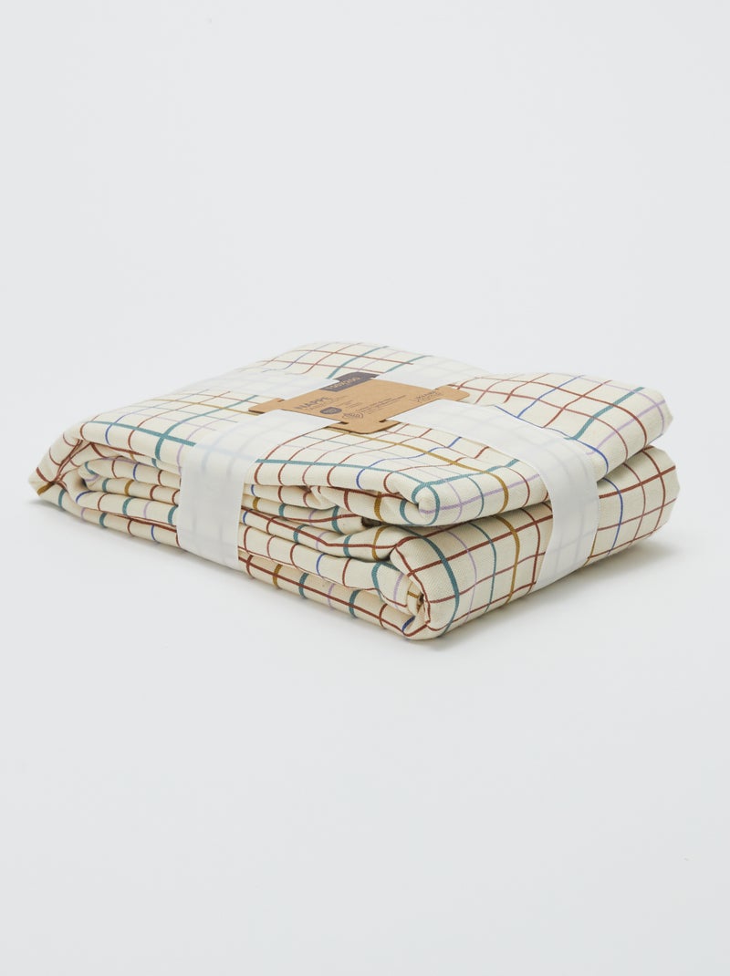 Mantel estampado de cuadros - 150 x 250 cm - Kiabi Home BEIGE - Kiabi