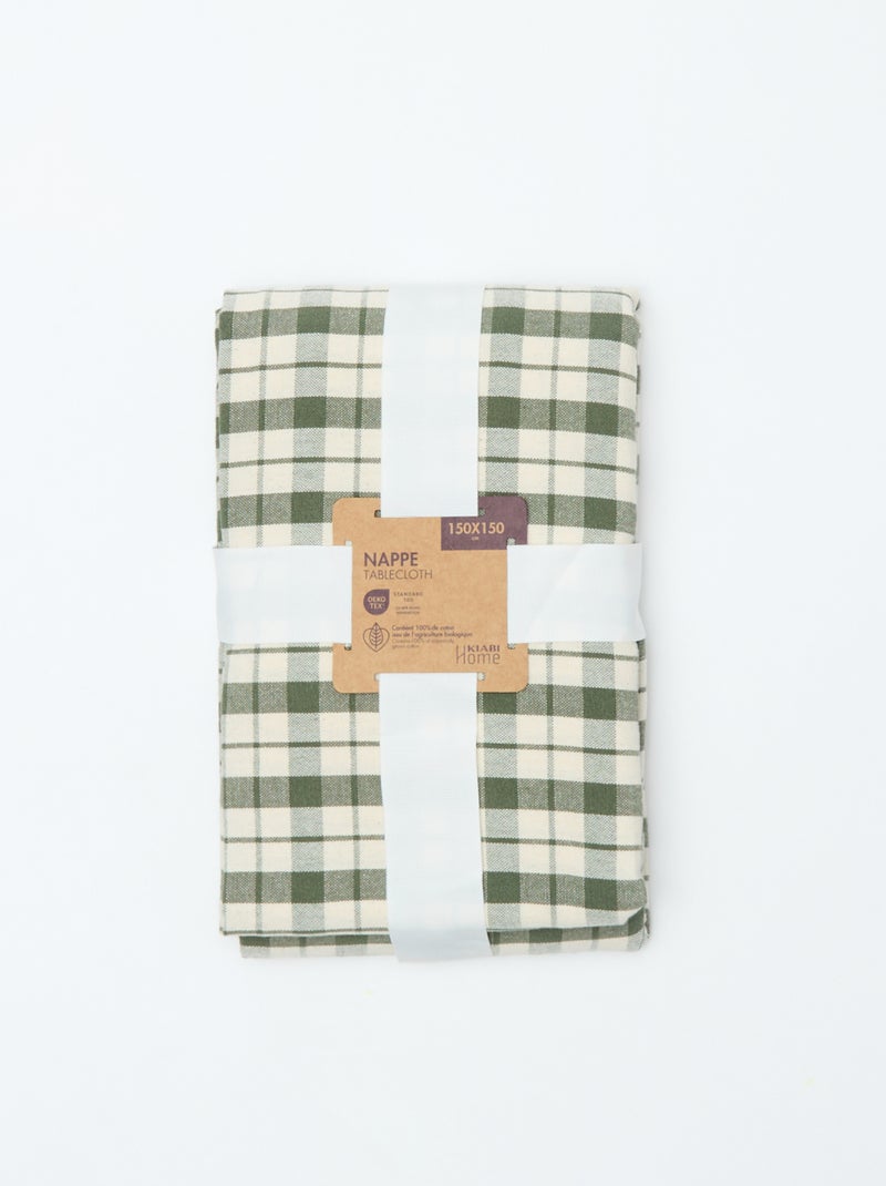 Mantel estampado de cuadros (150x150 cm) - Kiabi Home Kaki - Kiabi