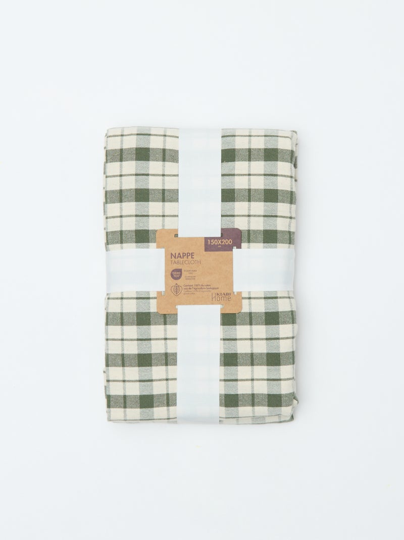 Mantel estampado de cuadros (150x200 cm) - Kiabi Home Kaki - Kiabi
