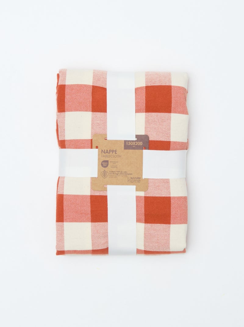 Mantel estampado de cuadros (150x200 cm) - Kiabi Home Naranja - Kiabi