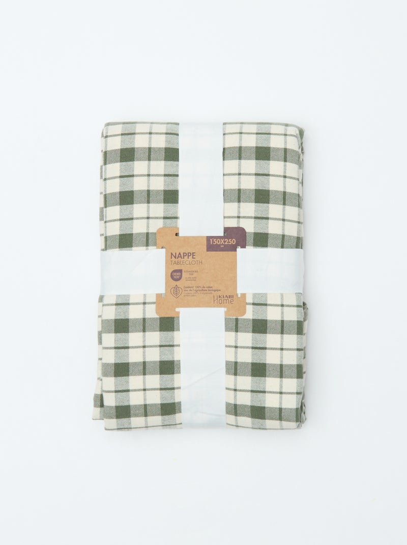 Mantel estampado de cuadros (150x250 cm) - Kiabi Home Kaki - Kiabi