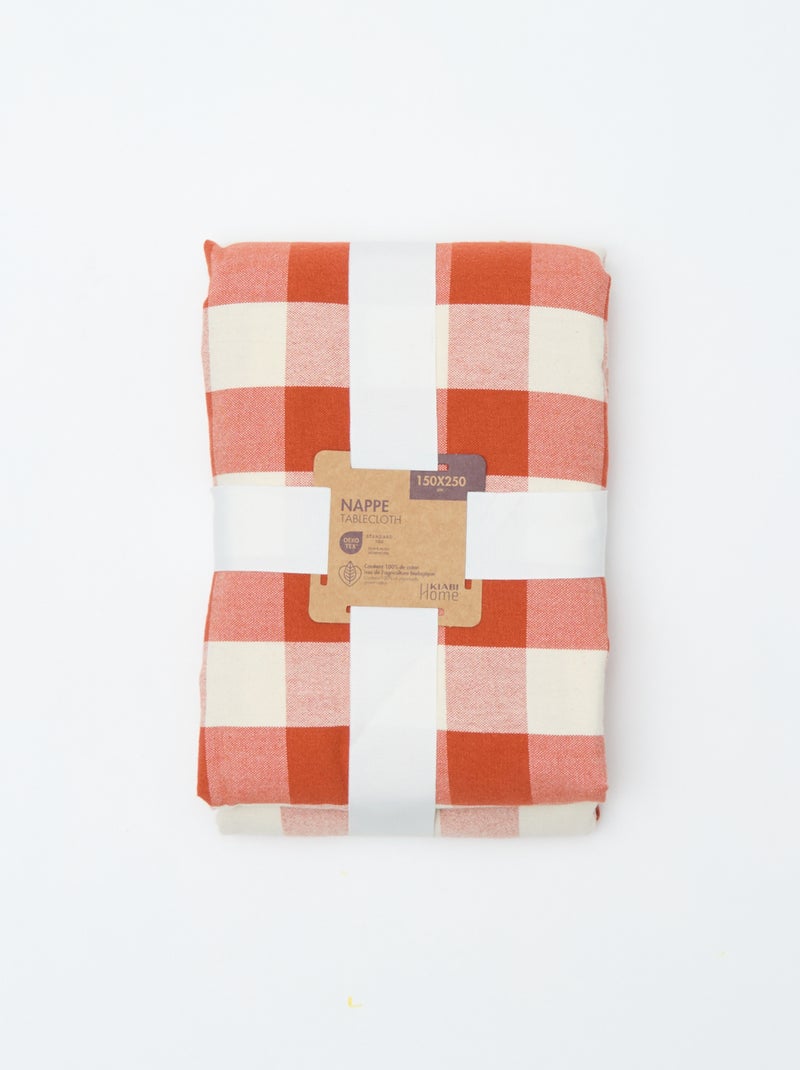 Mantel estampado de cuadros (150x250 cm) - Kiabi Home Naranja - Kiabi