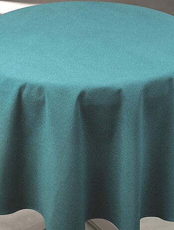 Mantel impermeable antimanchas efecto lino para mesa redonda