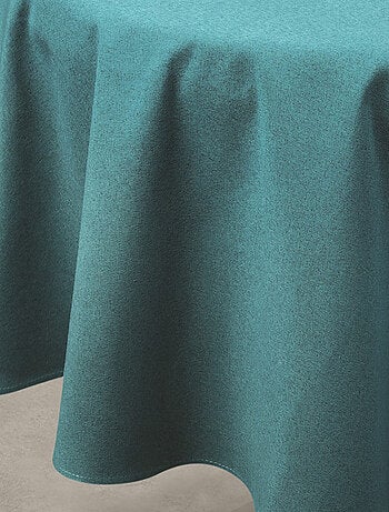 Mantel impermeable antimanchas efecto lino para mesa redonda