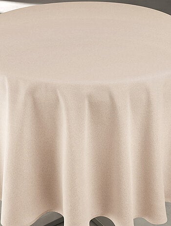 Mantel impermeable antimanchas efecto lino para mesa redonda