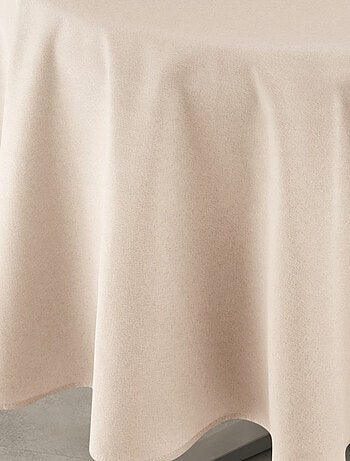 Mantel impermeable antimanchas efecto lino para mesa redonda