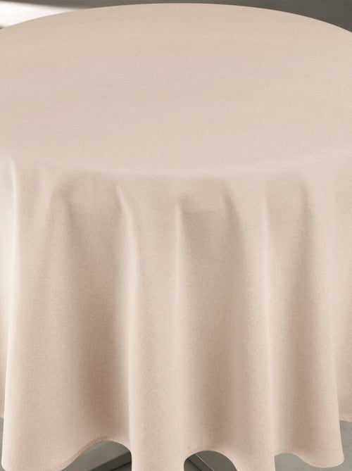 Mantel impermeable antimanchas efecto lino para mesa redonda - Kiabi