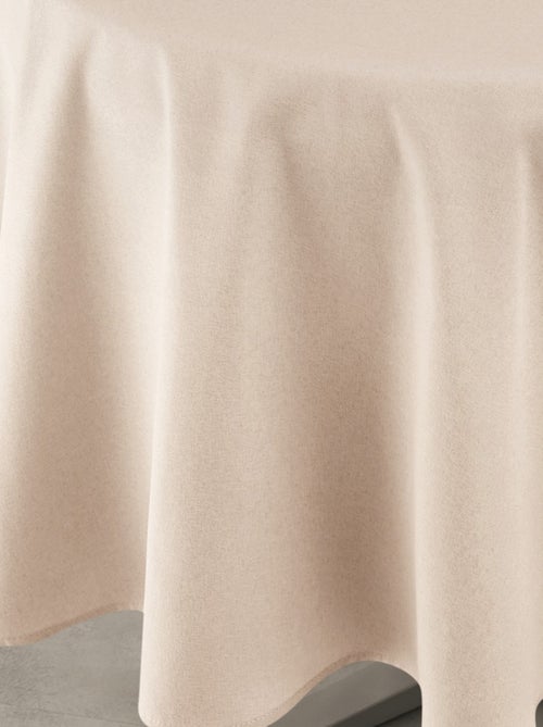 Mantel impermeable antimanchas efecto lino para mesa redonda - Kiabi