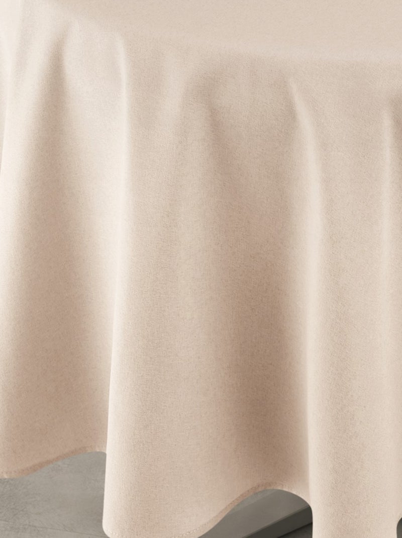 Mantel impermeable antimanchas efecto lino para mesa redonda Beige claro - Kiabi