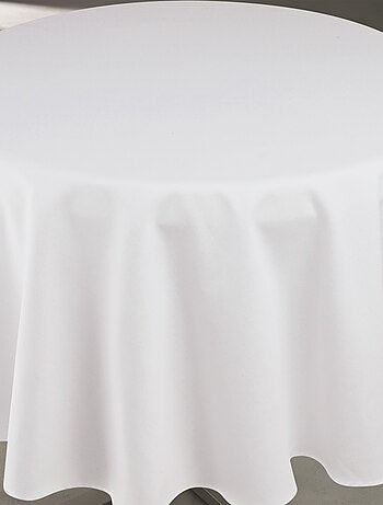 Mantel impermeable antimanchas efecto lino para mesa redonda