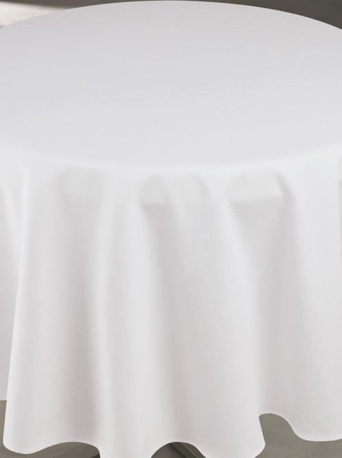 Mantel impermeable antimanchas efecto lino para mesa redonda - Kiabi
