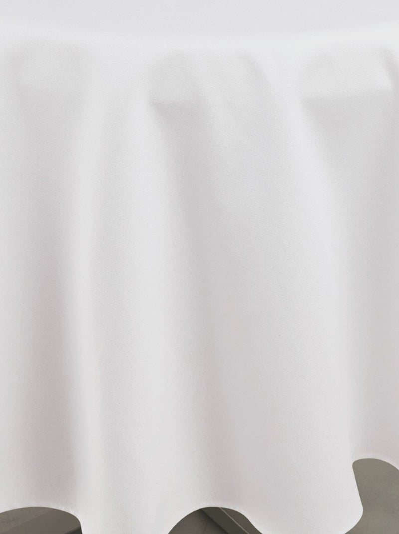 Mantel impermeable antimanchas efecto lino para mesa redonda Blanco - Kiabi