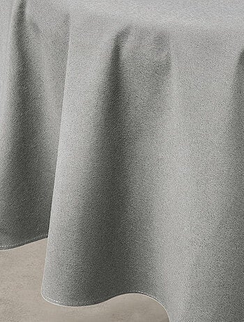 Mantel impermeable antimanchas efecto lino para mesa redonda