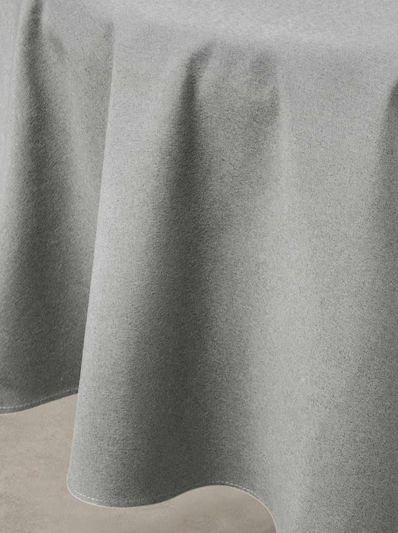 Mantel impermeable antimanchas efecto lino para mesa redonda Gris antracita - Kiabi
