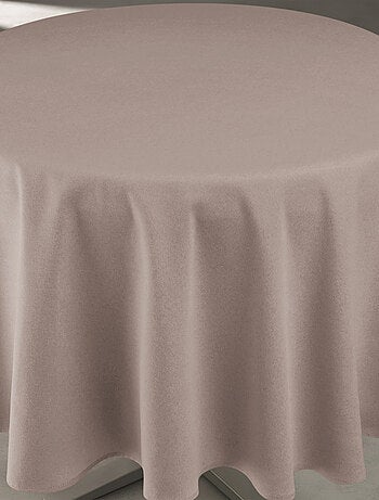 Mantel impermeable antimanchas efecto lino para mesa redonda