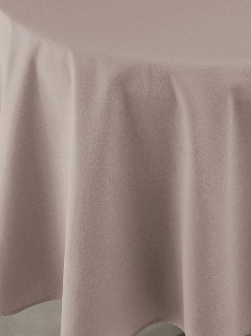 Mantel impermeable antimanchas efecto lino para mesa redonda Taupe - Kiabi