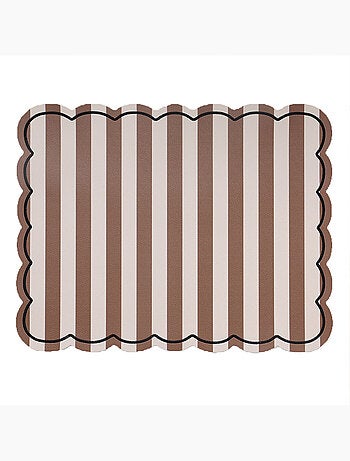 Mantel individual rectangular a rayas con bordes ondulados