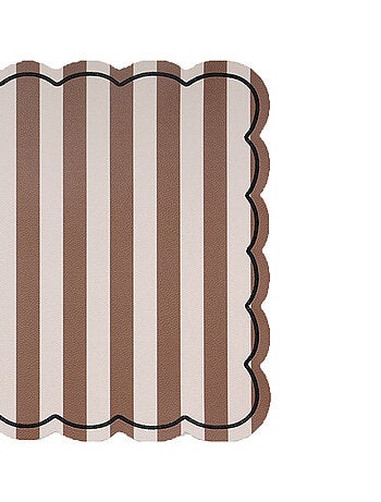 Mantel individual rectangular a rayas con bordes ondulados