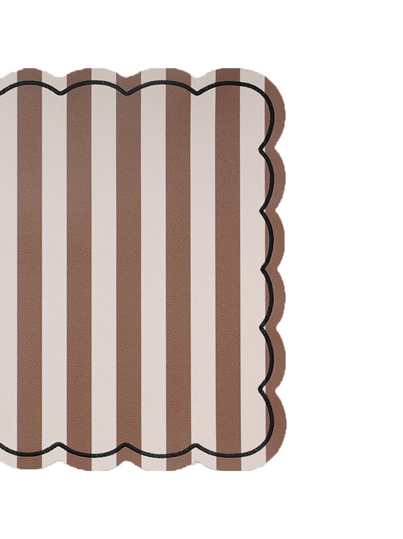 Mantel individual rectangular a rayas con bordes ondulados Marrón claro - Kiabi