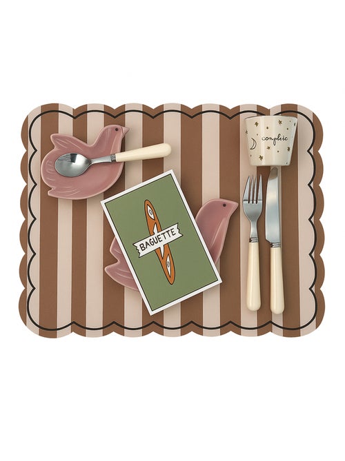 Mantel individual rectangular a rayas con bordes ondulados - Kiabi Mantel individual rectangular a rayas con bordes ondulados - Kiabi