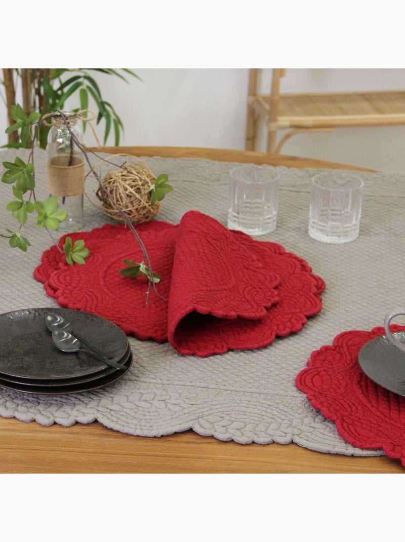 Mantel individual redondo lavable Rojo - Kiabi