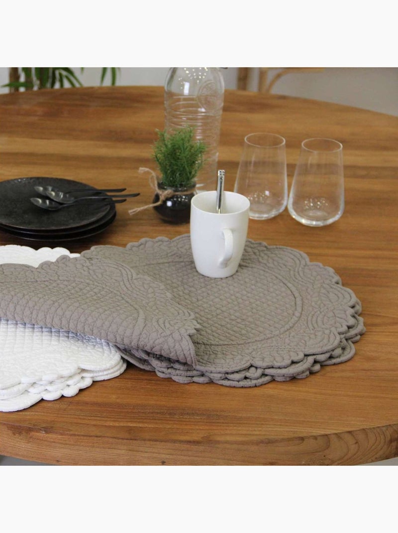 Mantel individual redondo lavable Taupe - Kiabi