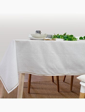Mantel liso con ribete de yute