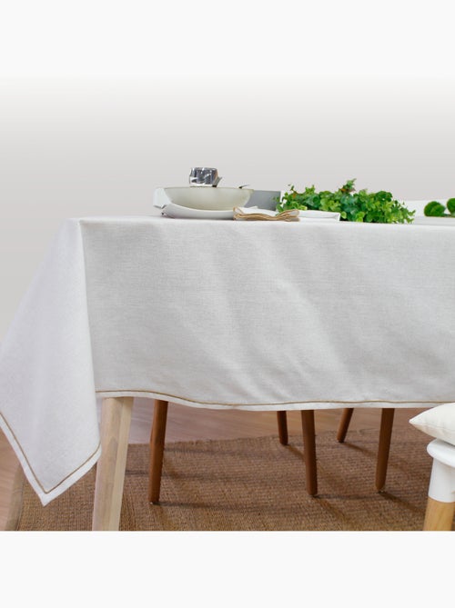 Mantel liso con ribete de yute - Kiabi Mantel liso con ribete de yute - Kiabi