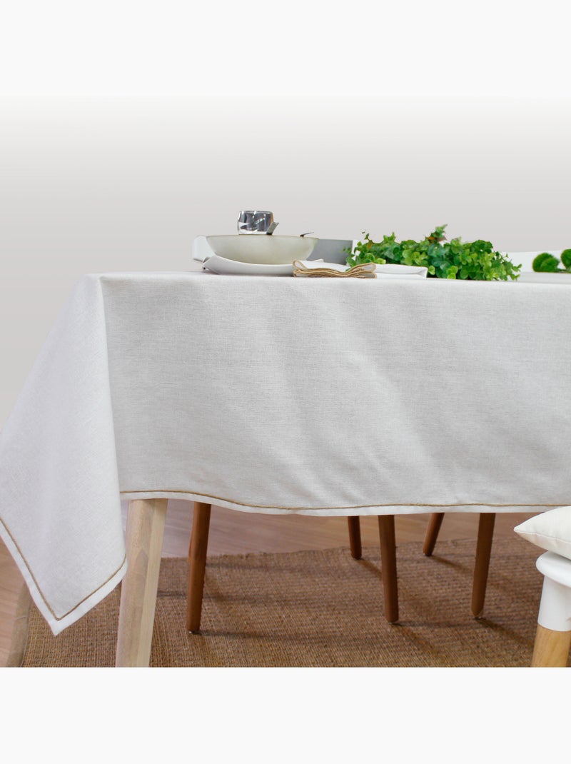 Mantel liso con ribete de yute Blanco - Kiabi