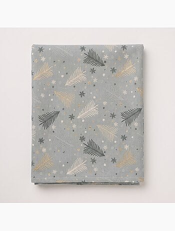 Mantel navidad algodón, abetos y estrellas relieve dorado - gamusi