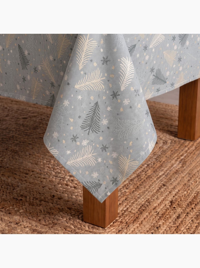 Mantel navidad algodón, abetos y estrellas relieve dorado - gamusi Azul dorado - Kiabi