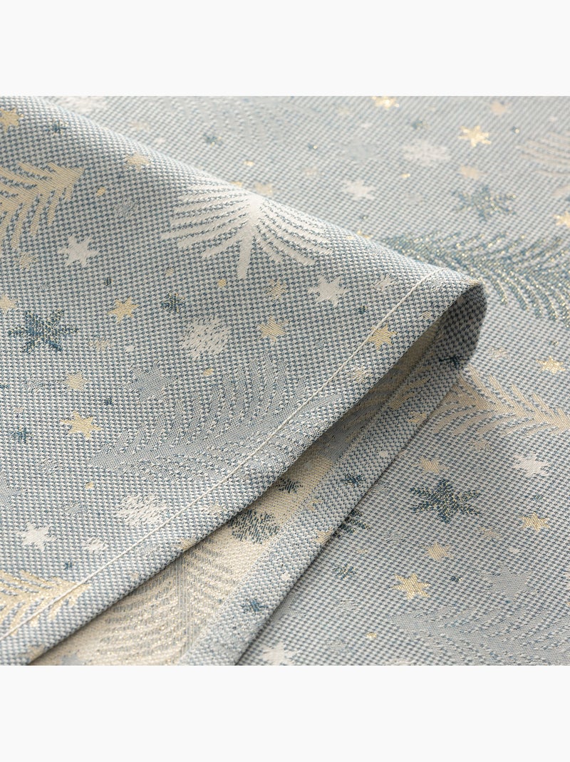 Mantel navidad algodón, abetos y estrellas relieve dorado - gamusi Azul dorado - Kiabi