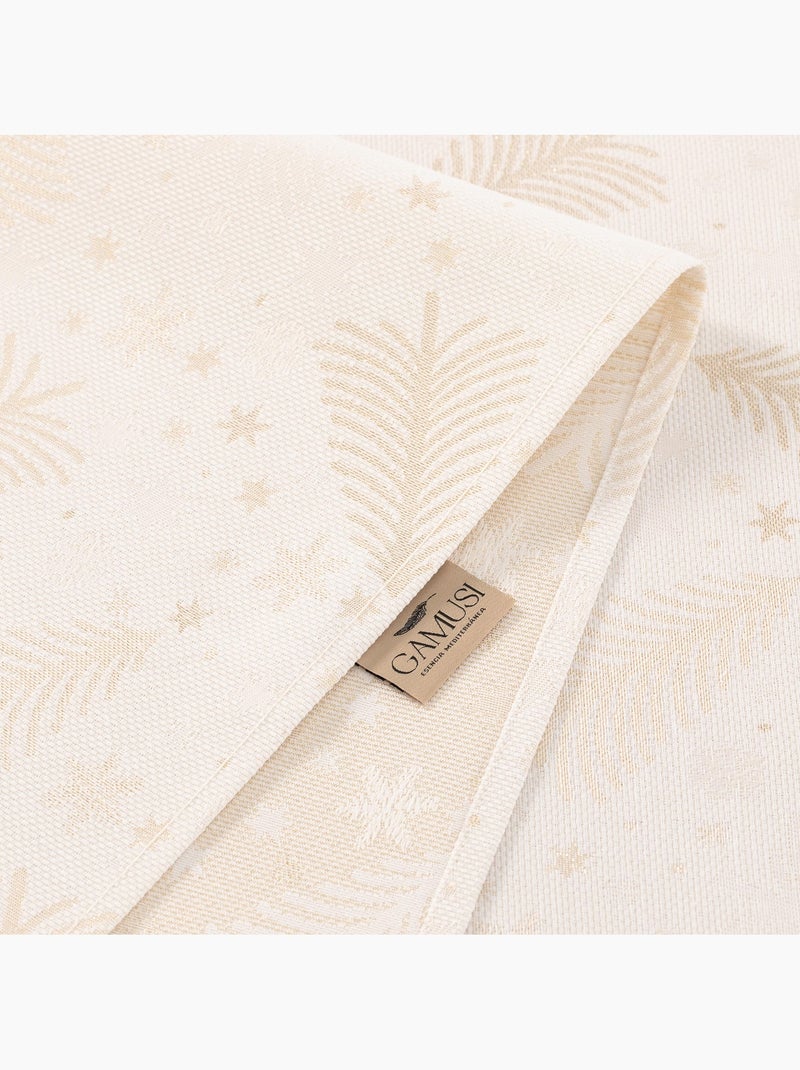 Mantel navidad algodón, abetos y estrellas relieve dorado - gamusi Blanco dorado - Kiabi