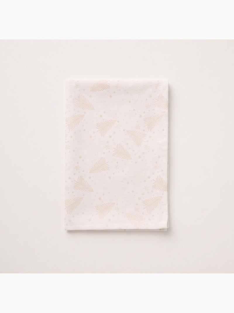 Mantel navidad algodón, abetos y estrellas relieve dorado - gamusi Blanco dorado - Kiabi