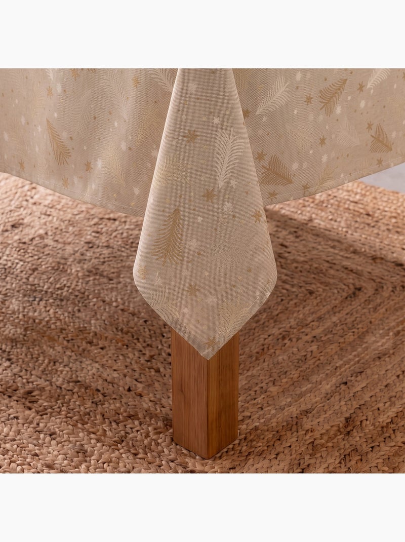 Mantel navidad algodón, abetos y estrellas relieve dorado - gamusi Blanco Perlado/Beige/Oro - Kiabi