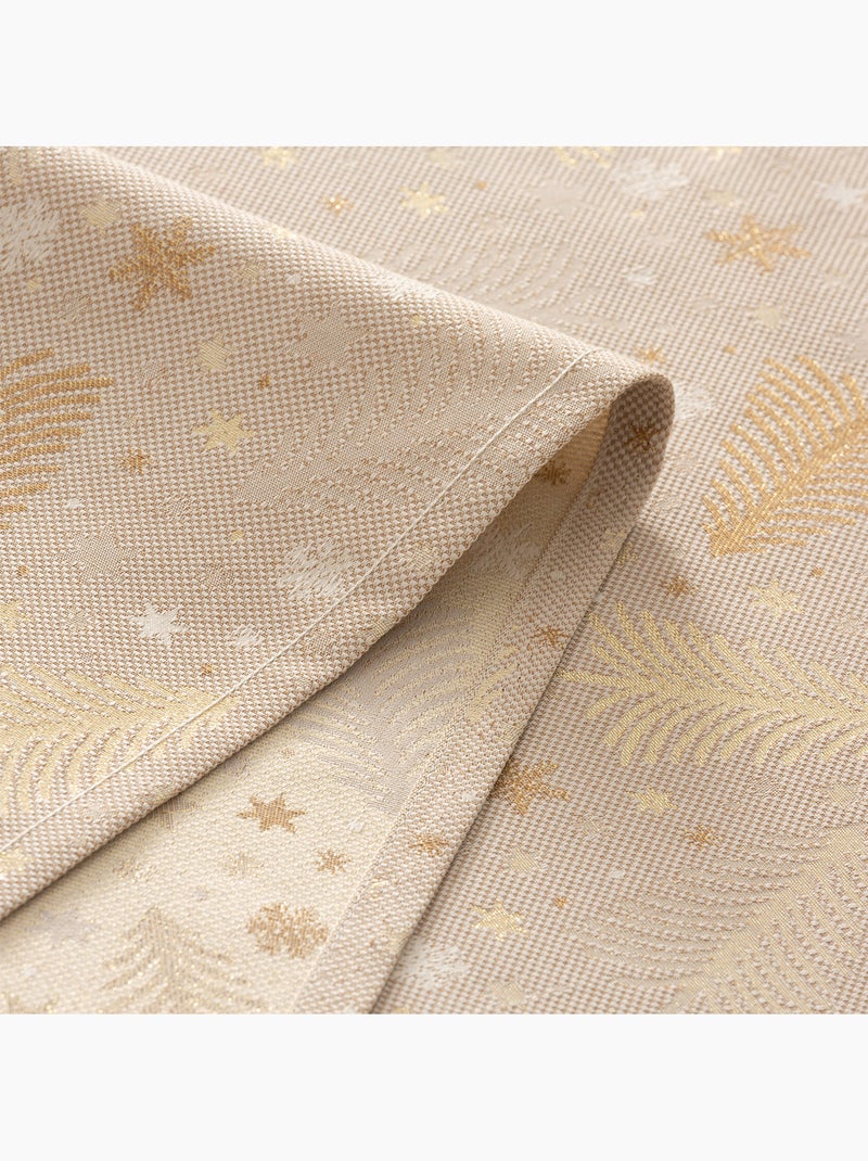 Mantel navidad algodón, abetos y estrellas relieve dorado - gamusi Blanco Perlado/Beige/Oro - Kiabi