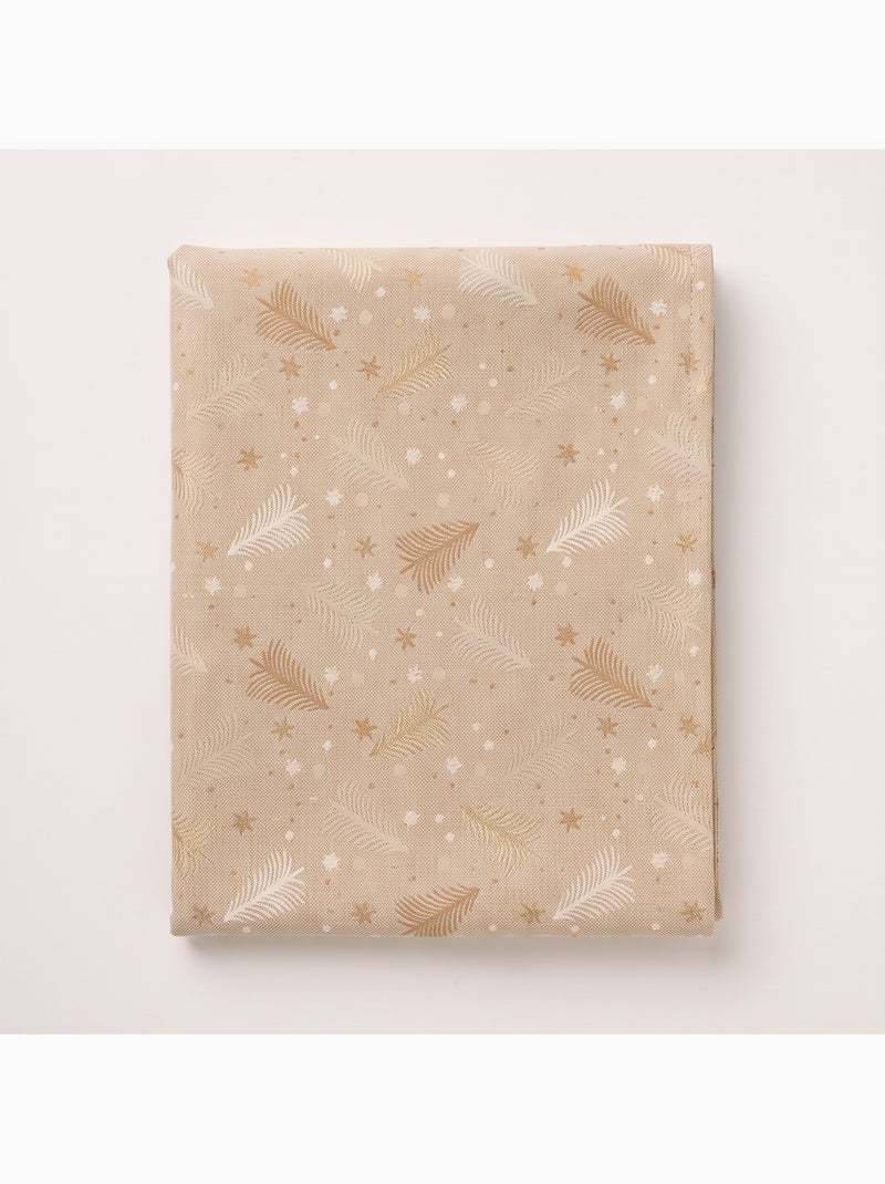 Mantel navidad algodón, abetos y estrellas relieve dorado - gamusi Blanco Perlado/Beige/Oro - Kiabi