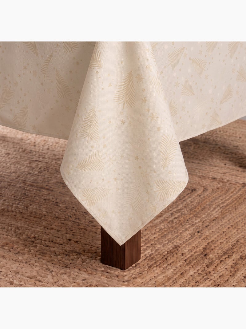 Mantel navidad algodón, abetos y estrellas relieve dorado - gamusi Crudo - Kiabi