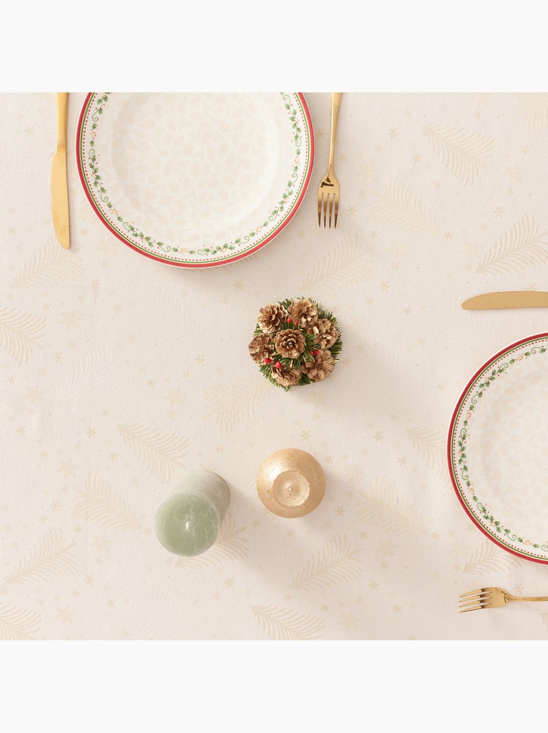 Mantel navidad algodón, abetos y estrellas relieve dorado - gamusi Crudo - Kiabi