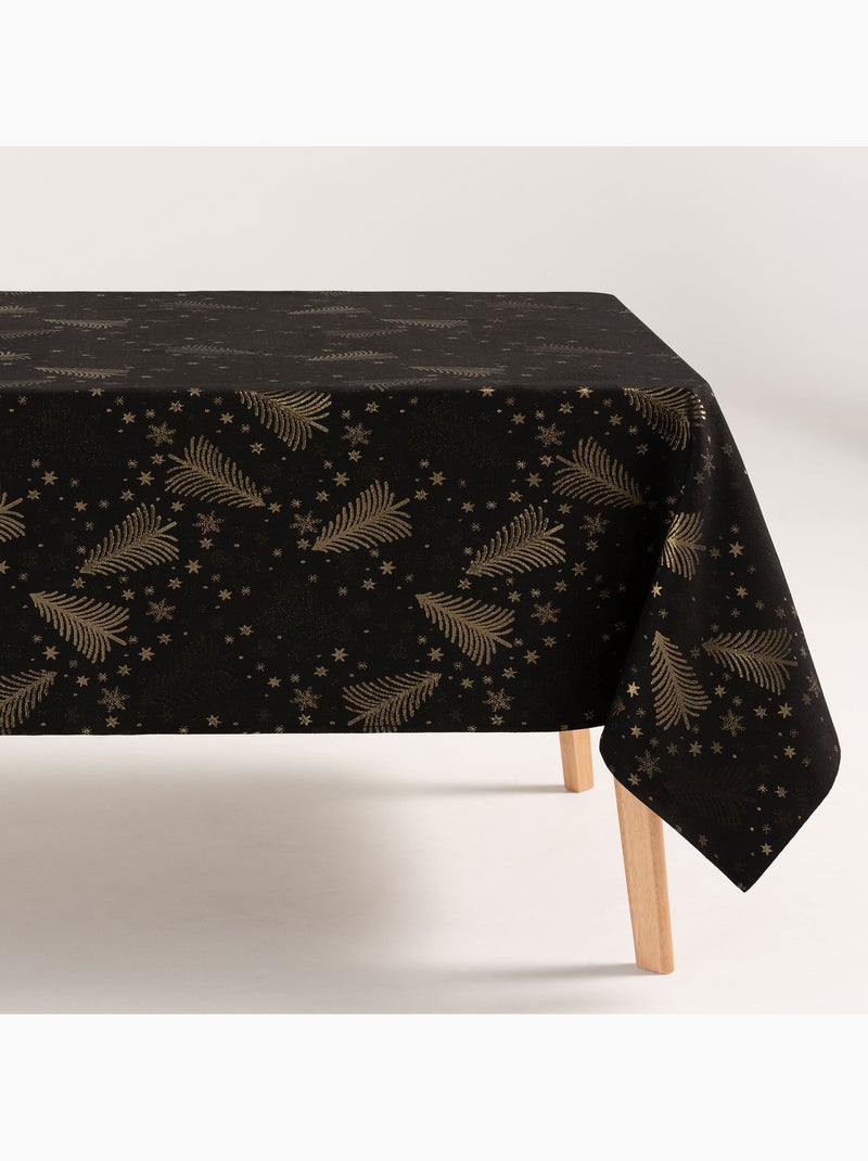 Mantel navidad algodón, abetos y estrellas relieve dorado - gamusi Negro Dorado - Kiabi