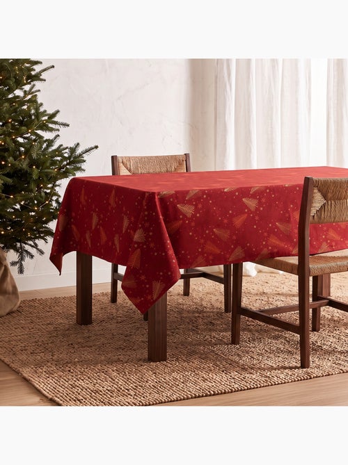 Mantel navidad algodón, abetos y estrellas relieve dorado - gamusi - Kiabi Mantel navidad algodón, abetos y estrellas relieve dorado - gamusi - Kiabi